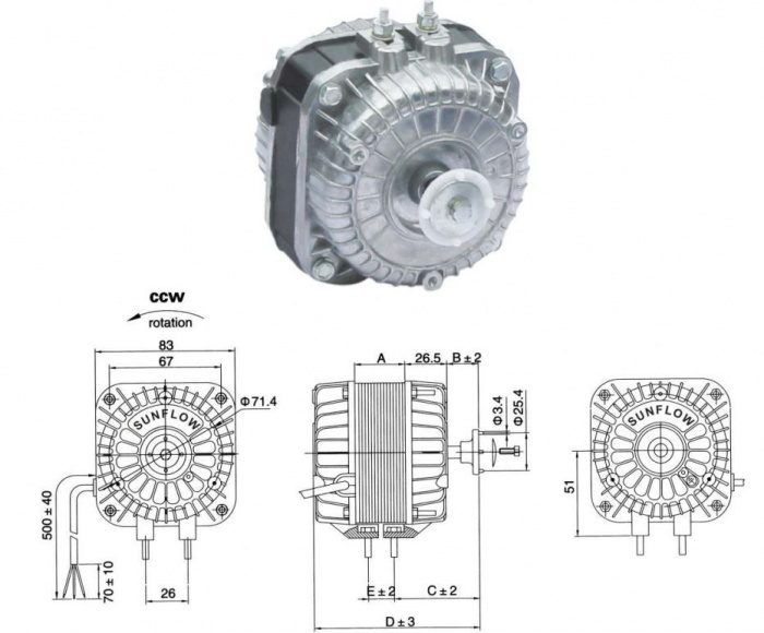 Двигатель вентилятора YZF10-20-26 Sunflow